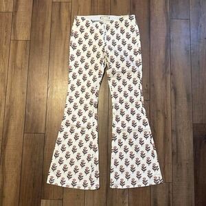 Free People Cream and Brown Patterned Flare Pants